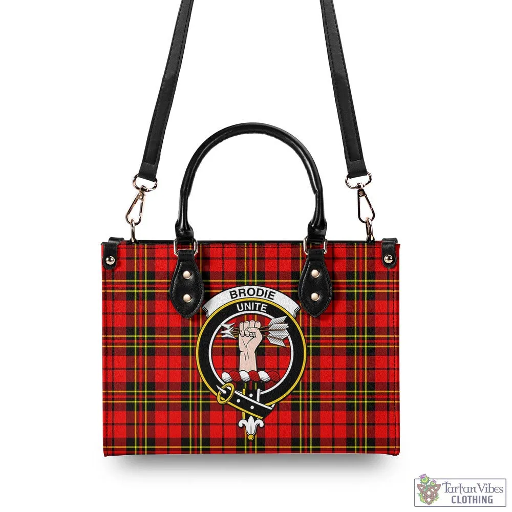 Brodie Modern Tartan Luxury Leather Handbags with Family Crest