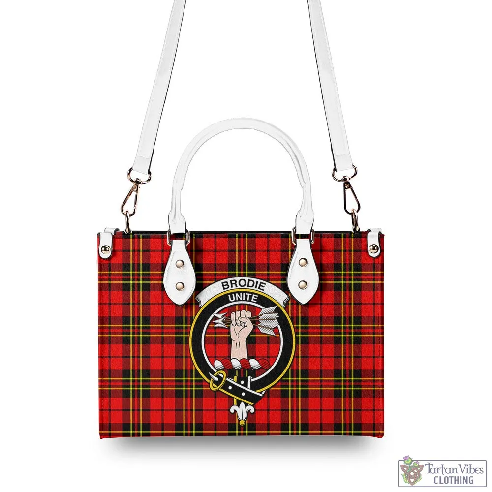 Brodie Modern Tartan Luxury Leather Handbags with Family Crest