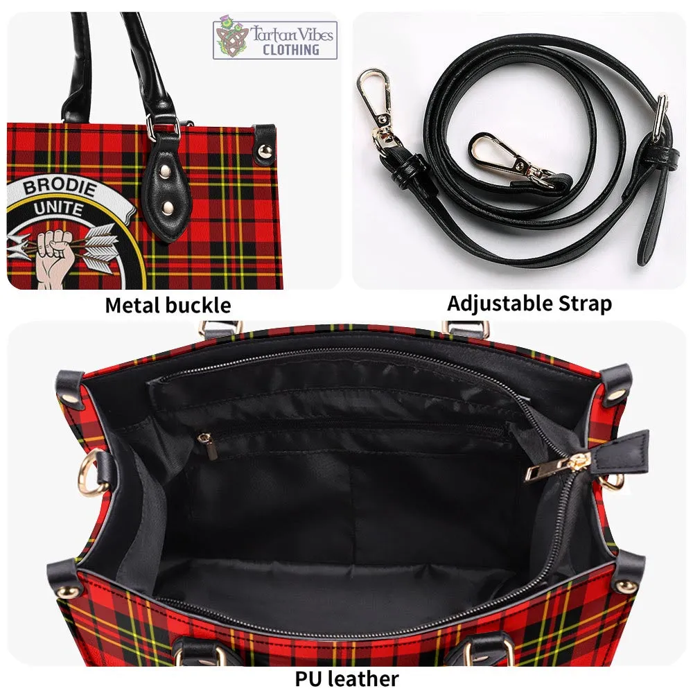 Brodie Modern Tartan Luxury Leather Handbags with Family Crest