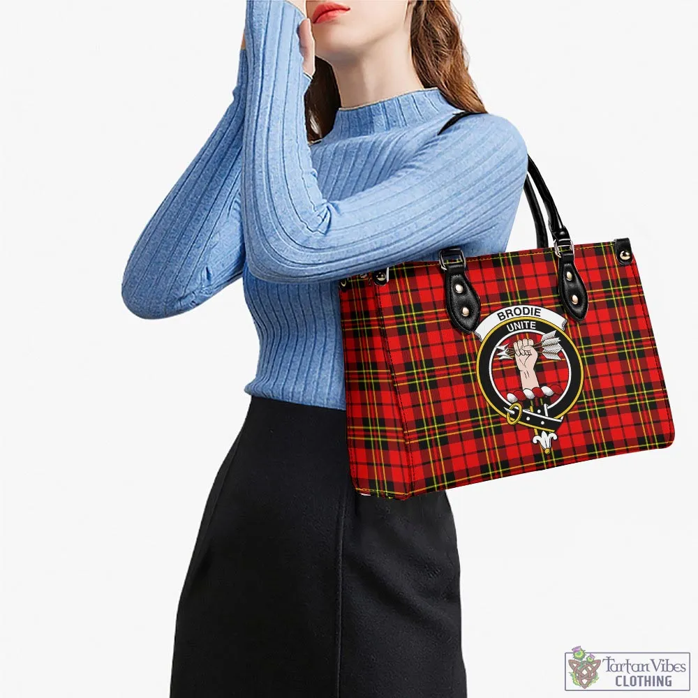 Brodie Modern Tartan Luxury Leather Handbags with Family Crest