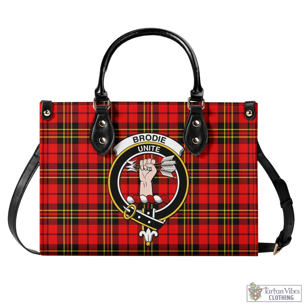 Brodie Modern Tartan Luxury Leather Handbags with Family Crest