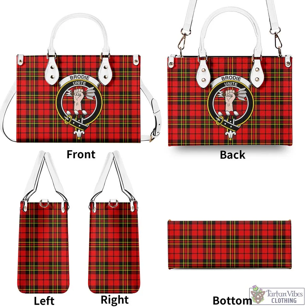 Brodie Modern Tartan Luxury Leather Handbags with Family Crest