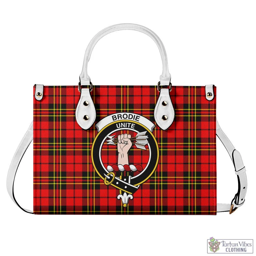 Brodie Modern Tartan Luxury Leather Handbags with Family Crest