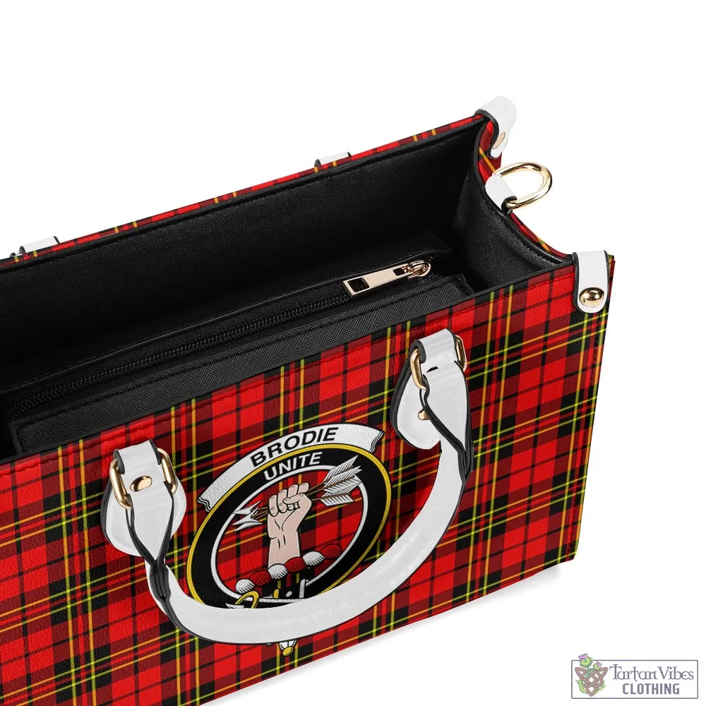 Brodie Modern Tartan Luxury Leather Handbags with Family Crest