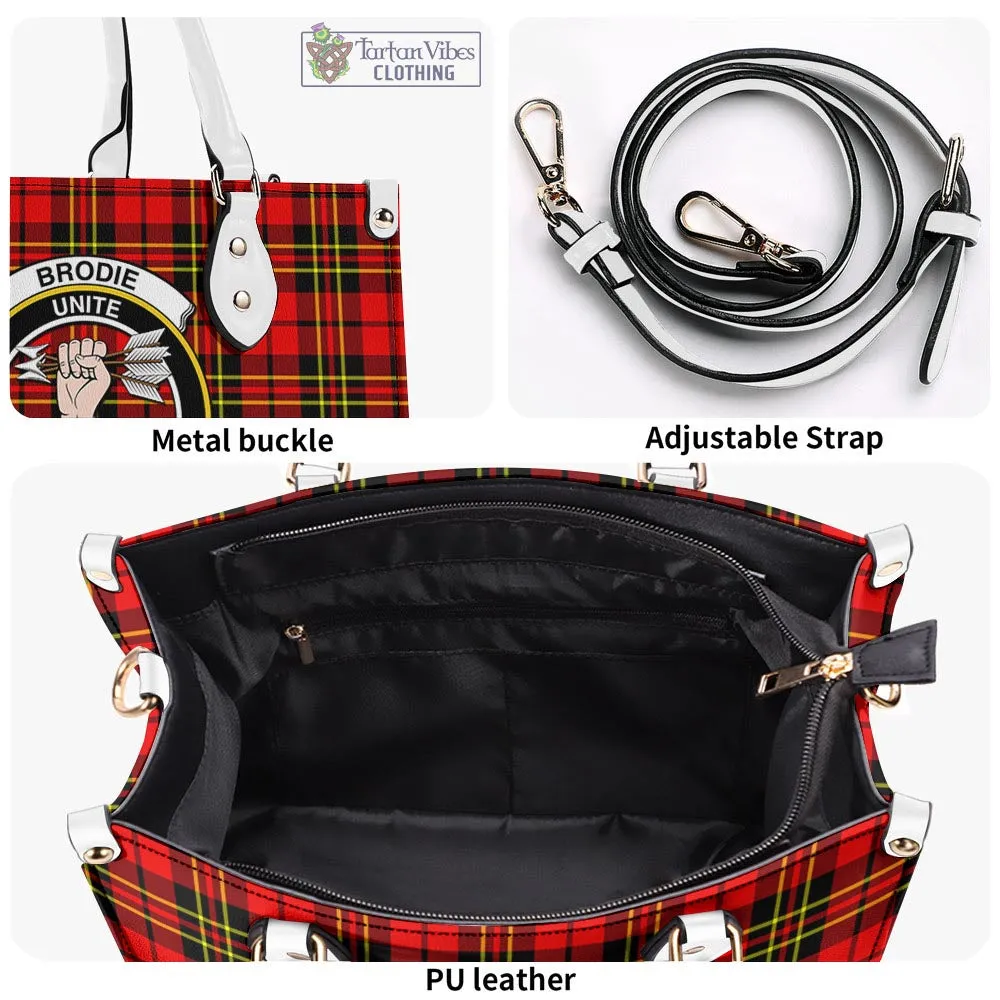 Brodie Modern Tartan Luxury Leather Handbags with Family Crest