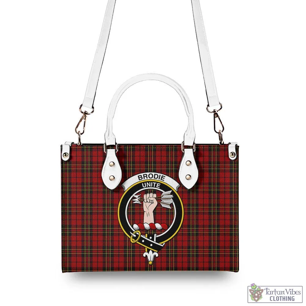 Brodie Tartan Luxury Leather Handbags with Family Crest