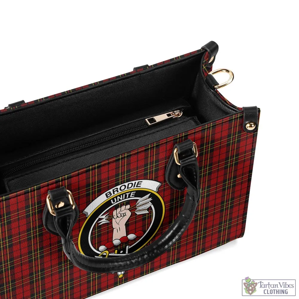 Brodie Tartan Luxury Leather Handbags with Family Crest