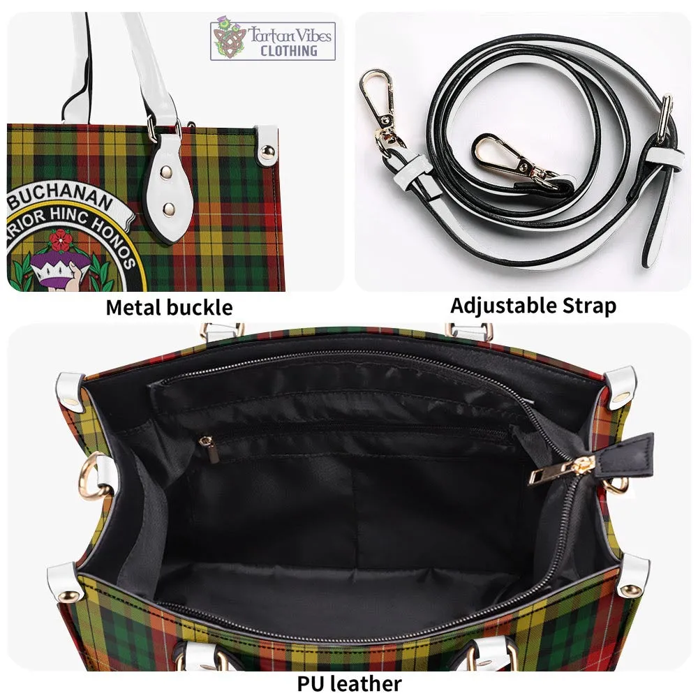 Buchanan Tartan Luxury Leather Handbags with Family Crest