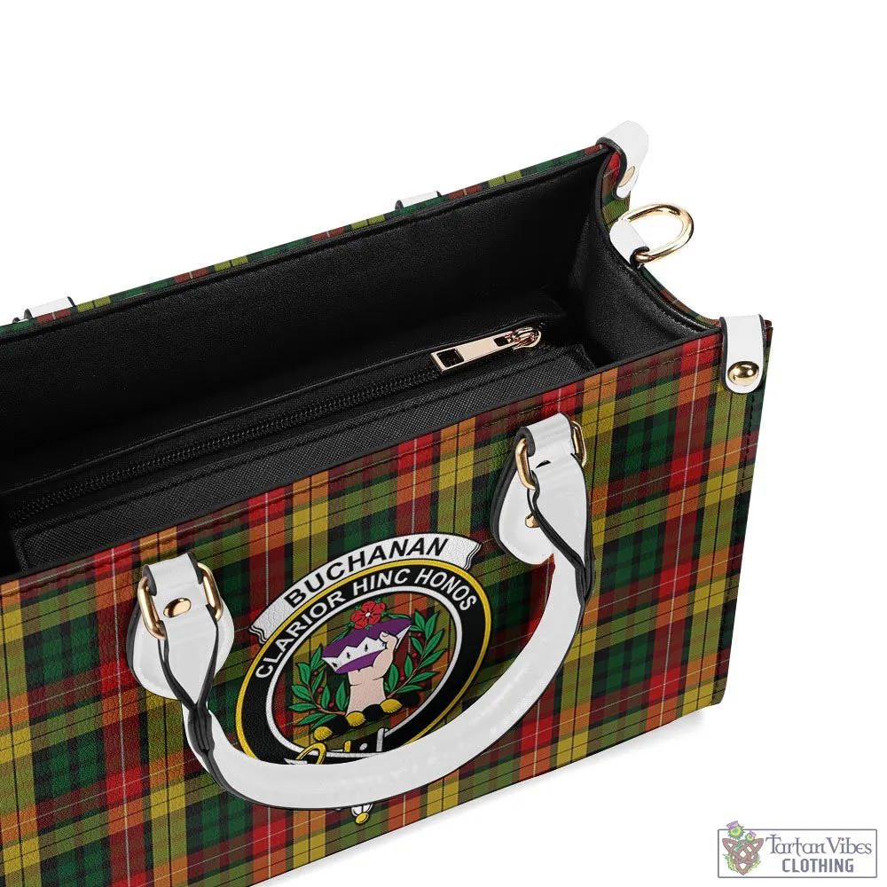 Buchanan Tartan Luxury Leather Handbags with Family Crest