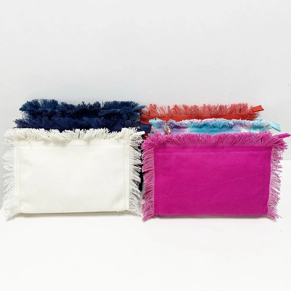 Canvas Fringe Clutch/ Crossbody - Assorted Colors