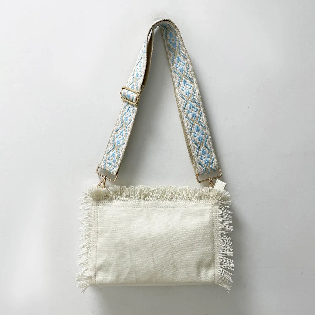 Canvas Fringe Clutch/ Crossbody - Assorted Colors