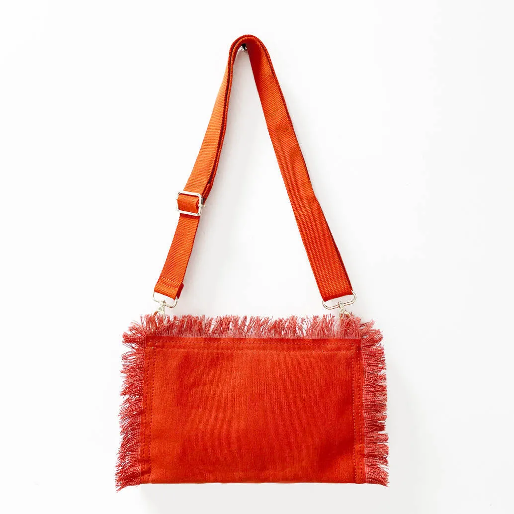 Canvas Fringe Clutch/ Crossbody - Assorted Colors