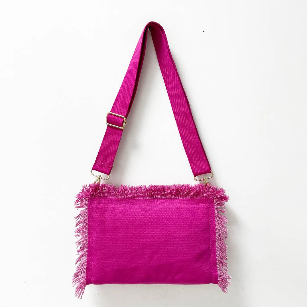 Canvas Fringe Clutch/ Crossbody - Assorted Colors