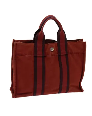 Canvas Red Hand Bag with Handle Drop 10cm by HERMES