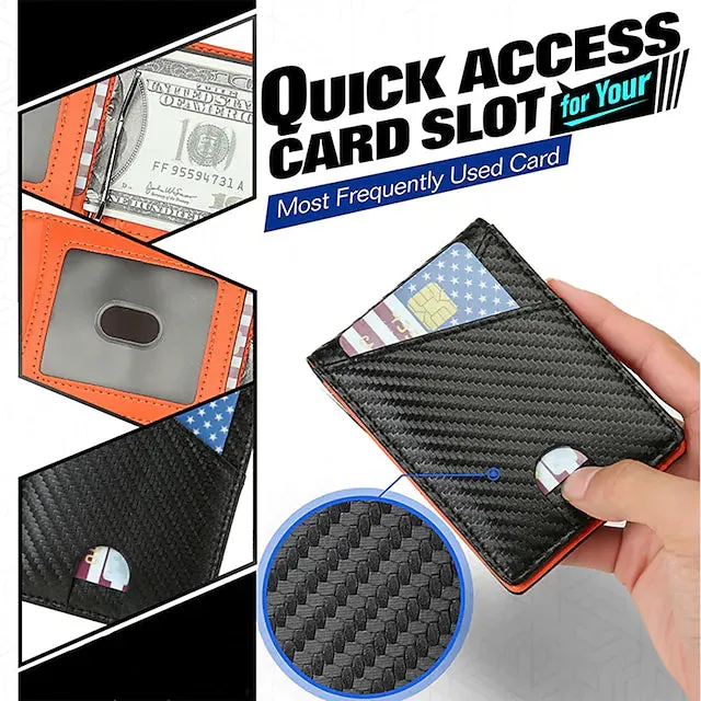 Carbon Fiber Rfid Men Wallets Bi-fold Vallet Billfold