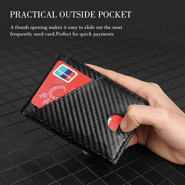 Carbon Fiber Rfid Men Wallets Bi-fold Vallet Billfold