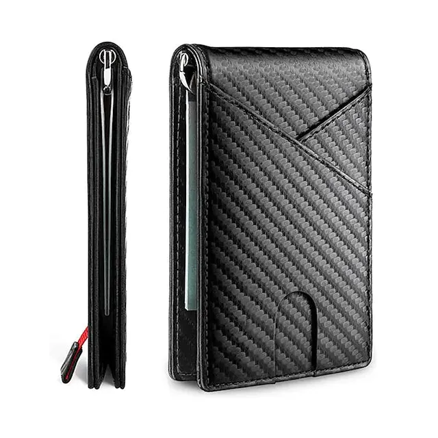 Carbon Fiber Rfid Men Wallets Bi-fold Vallet Billfold