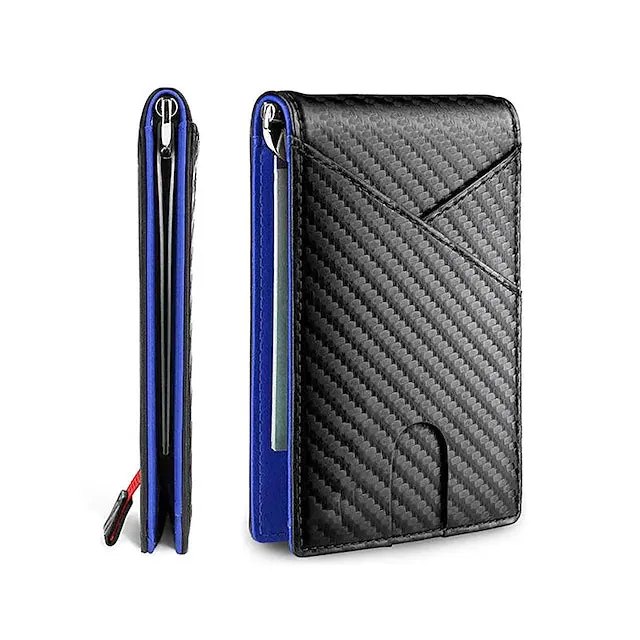 Carbon Fiber Rfid Men Wallets Bi-fold Vallet Billfold