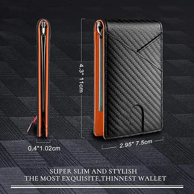 Carbon Fiber Rfid Men Wallets Bi-fold Vallet Billfold