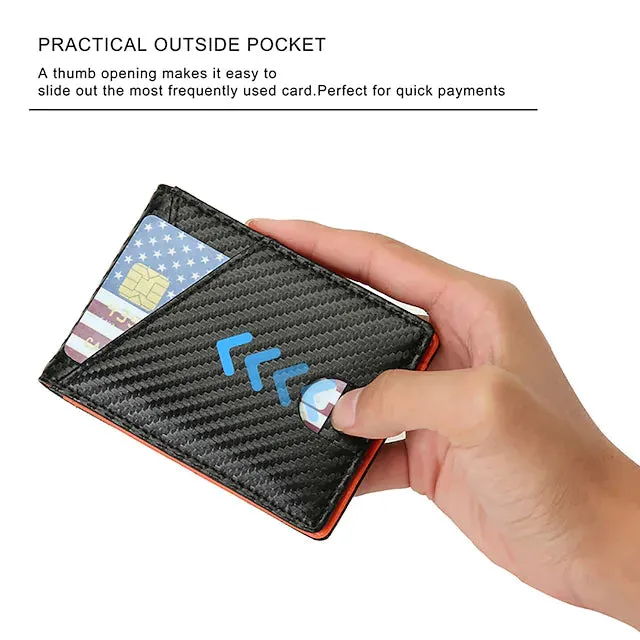 Carbon Fiber Rfid Men Wallets Bi-fold Vallet Billfold