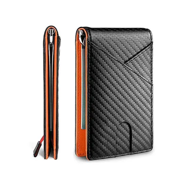 Carbon Fiber Rfid Men Wallets Bi-fold Vallet Billfold