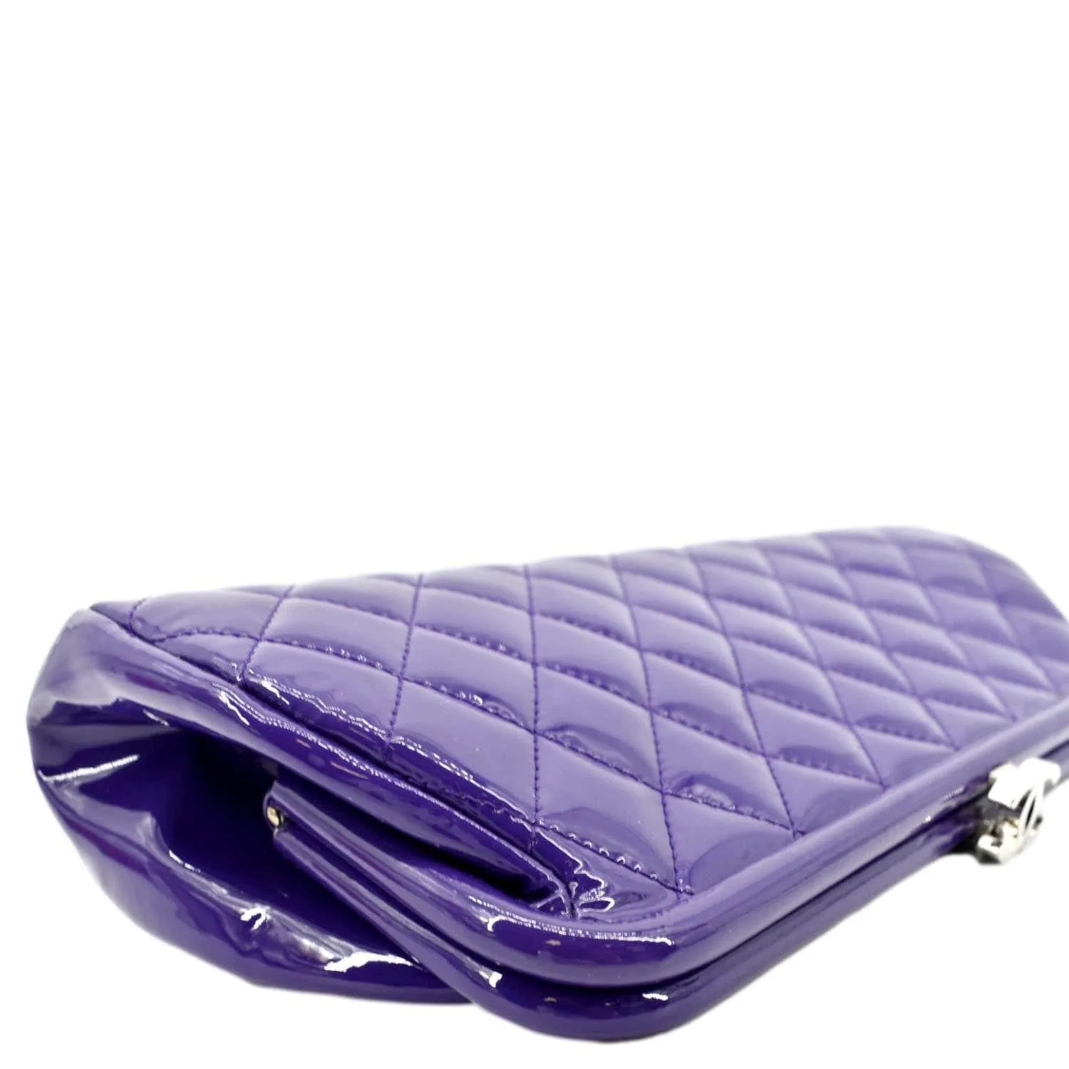 CL Timeless Quilted Patent Leather Clutch Bag Purple