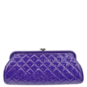 CL Timeless Quilted Patent Leather Clutch Bag Purple