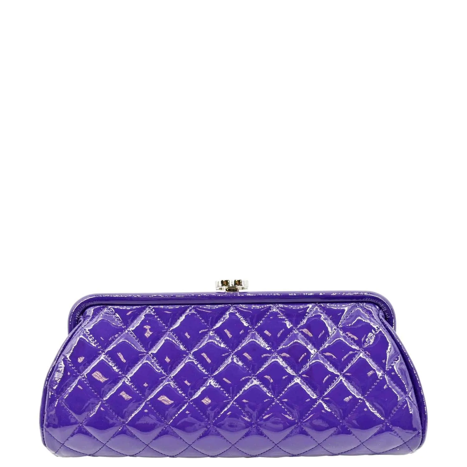 CL Timeless Quilted Patent Leather Clutch Bag Purple