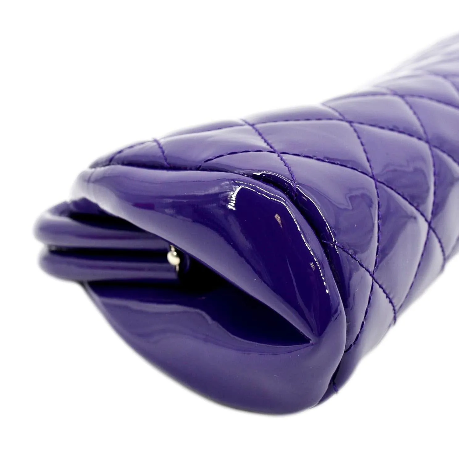 CL Timeless Quilted Patent Leather Clutch Bag Purple