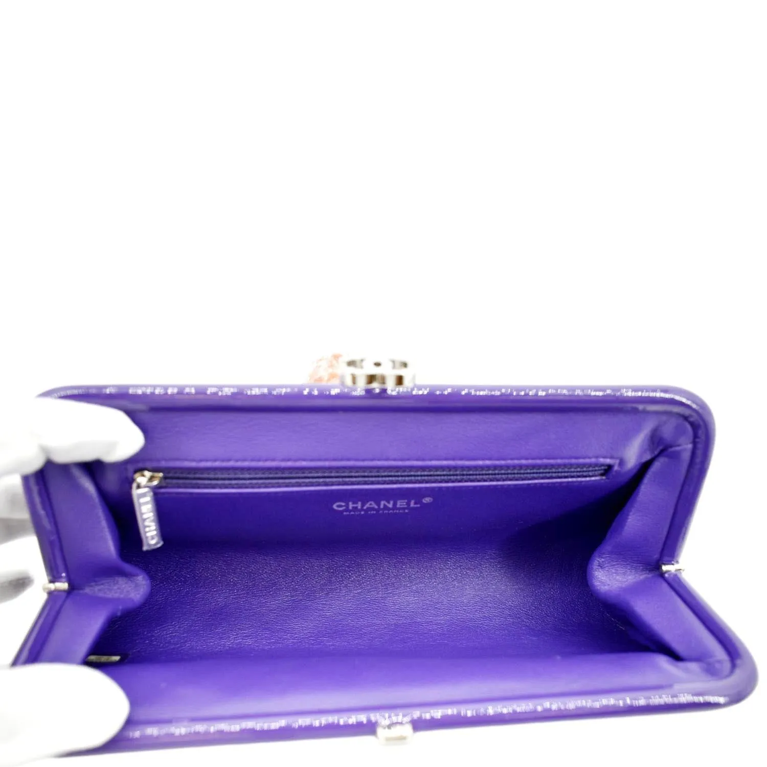 CL Timeless Quilted Patent Leather Clutch Bag Purple