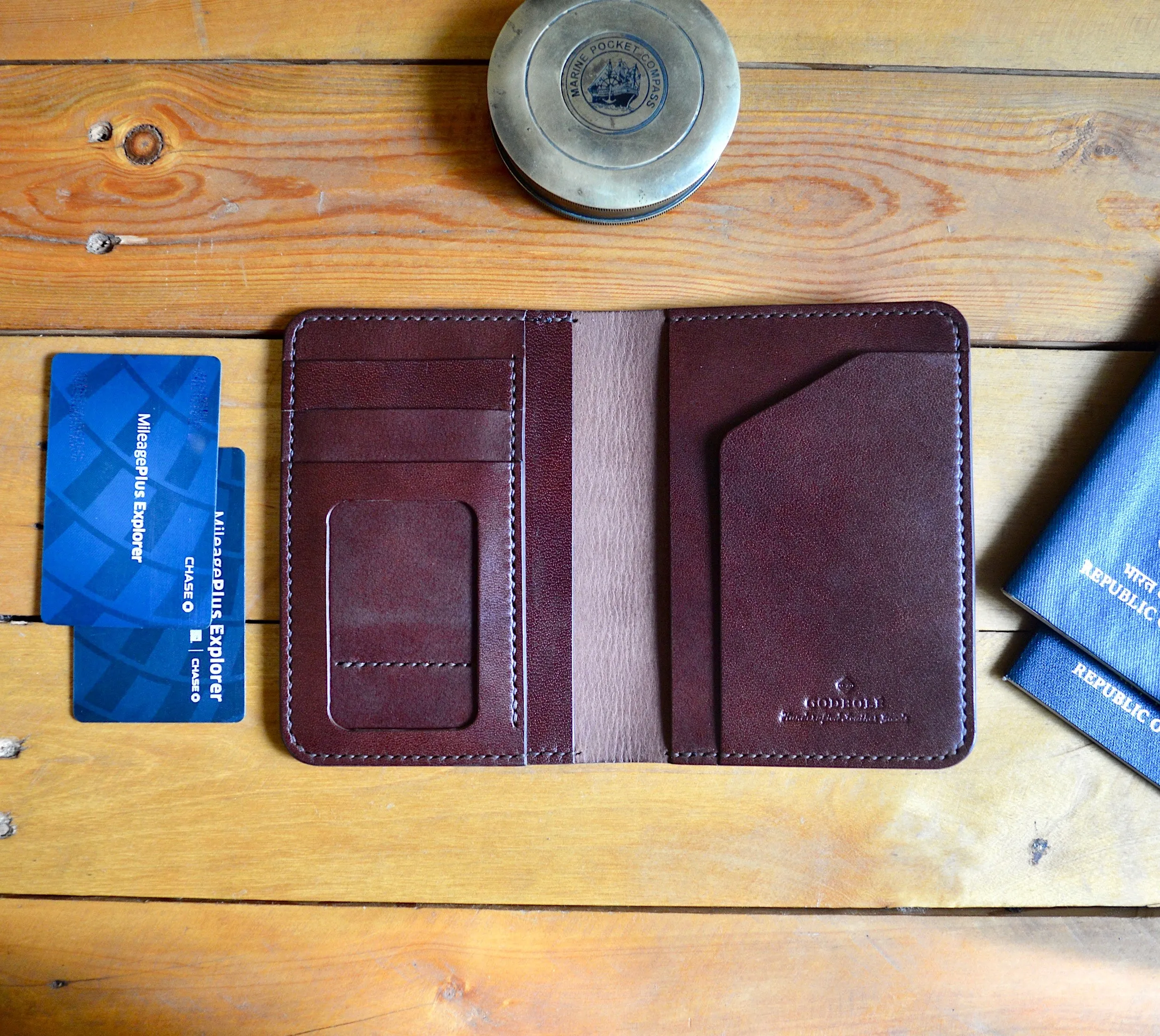 Compact Passport Wallet - Mahogany