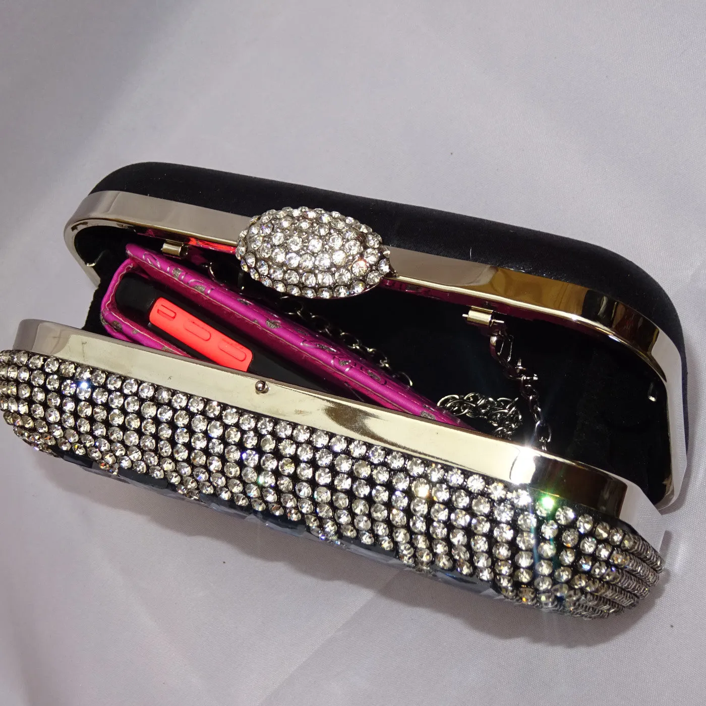 Crystal Black Evening Party Cocktail Clutch Purse handbag