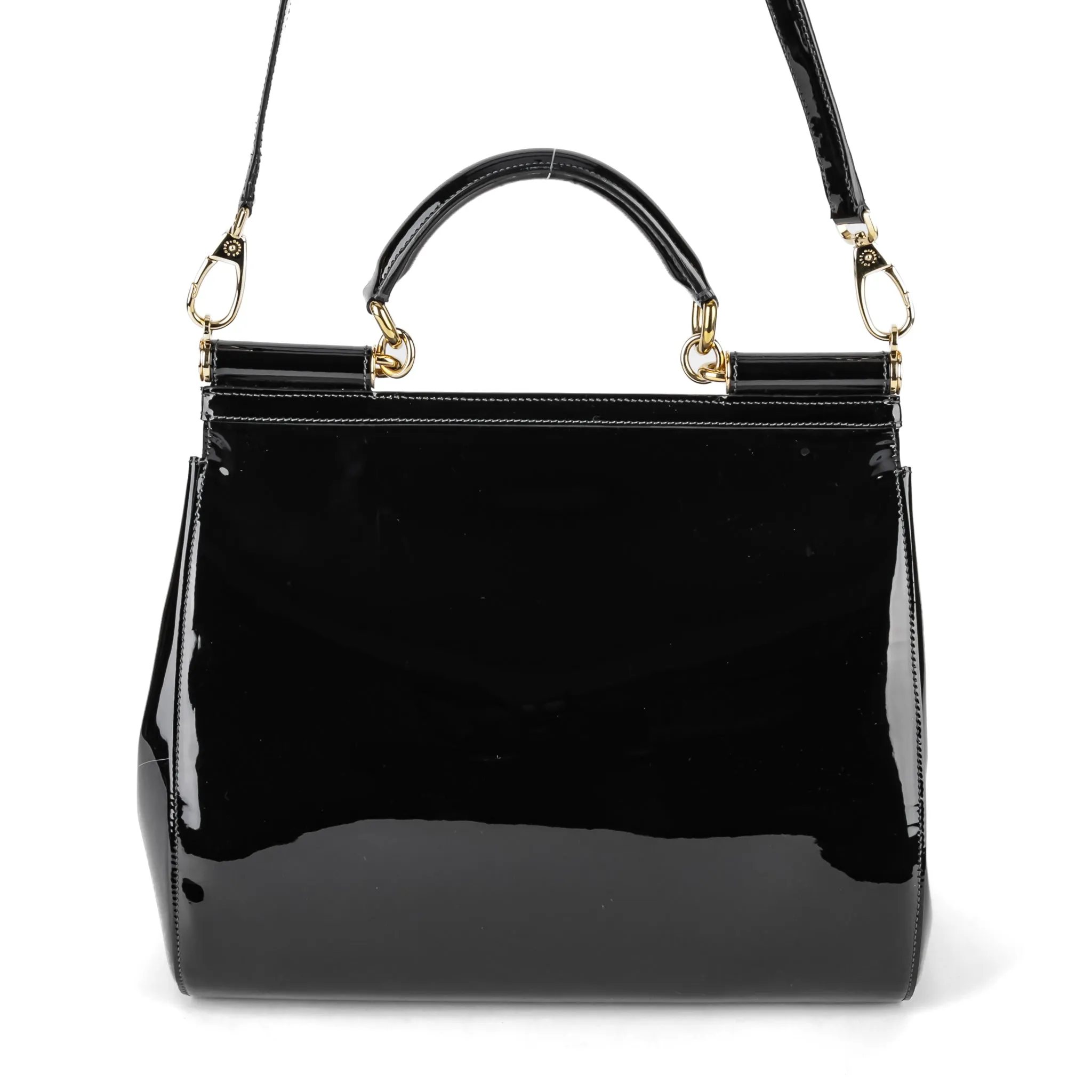 DOLCE GABBANA Sicily Handbag - Black Patent Leather