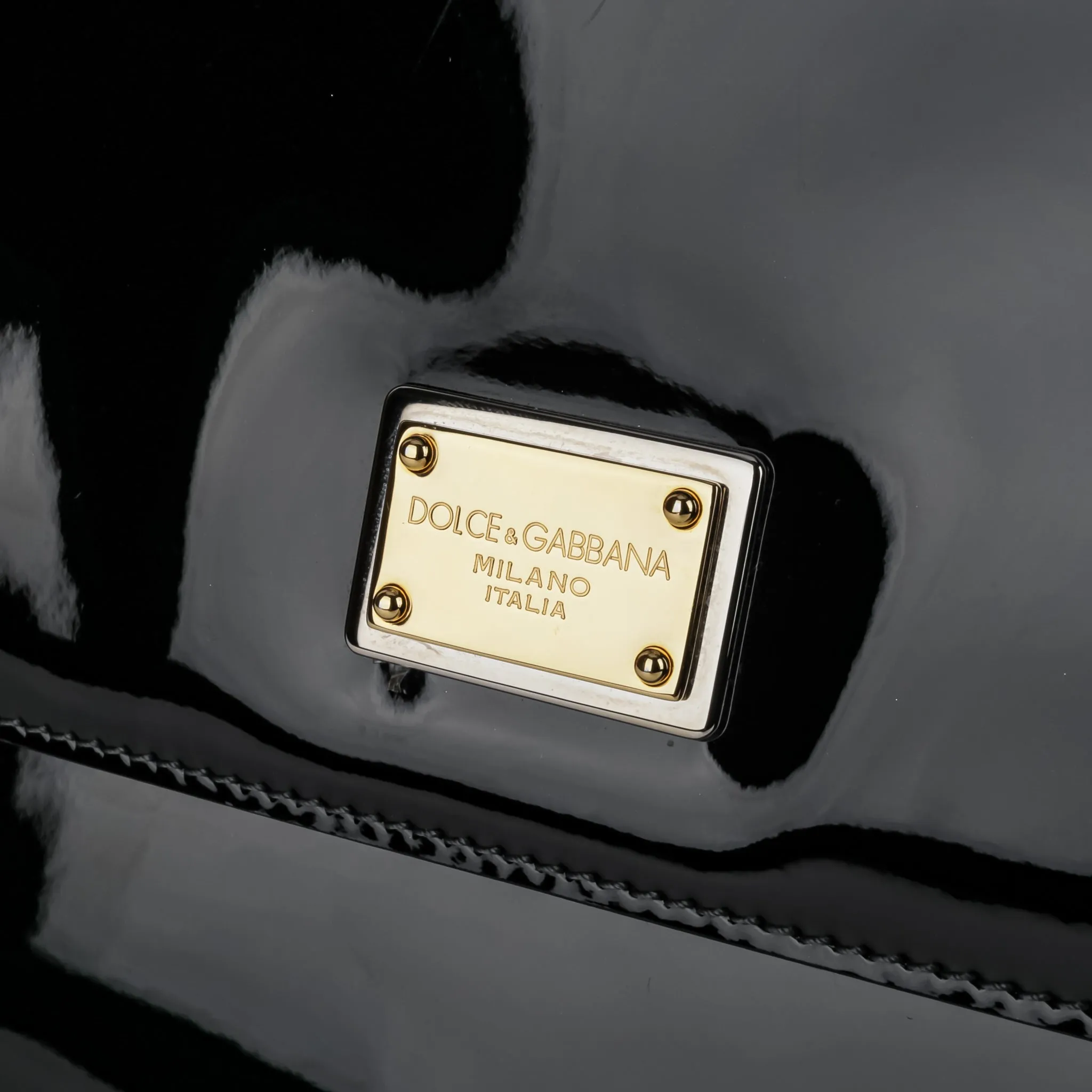 DOLCE GABBANA Sicily Handbag - Black Patent Leather