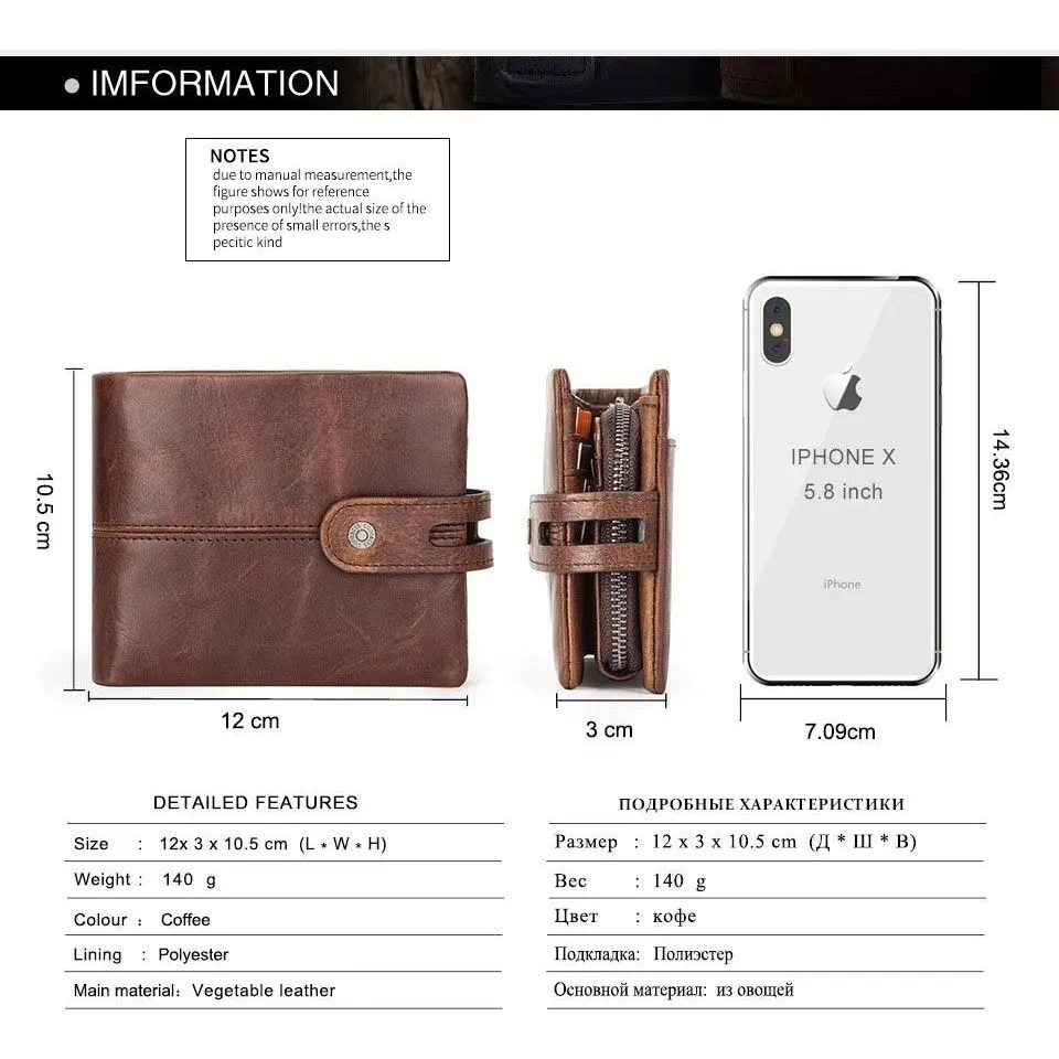 ElegantCow RFID Zipper Classic Clutch Wallet