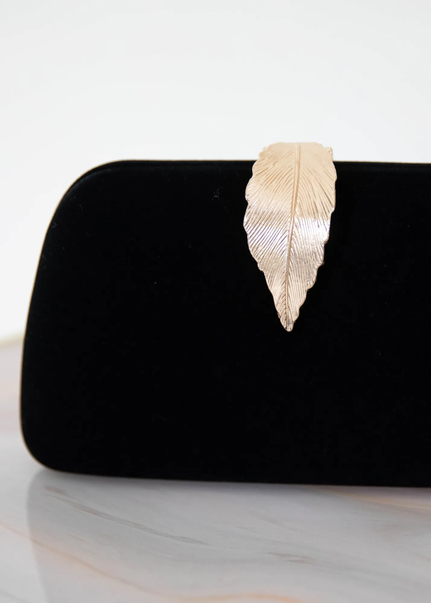 Gold and Black Velvet Evening Clutch Bag