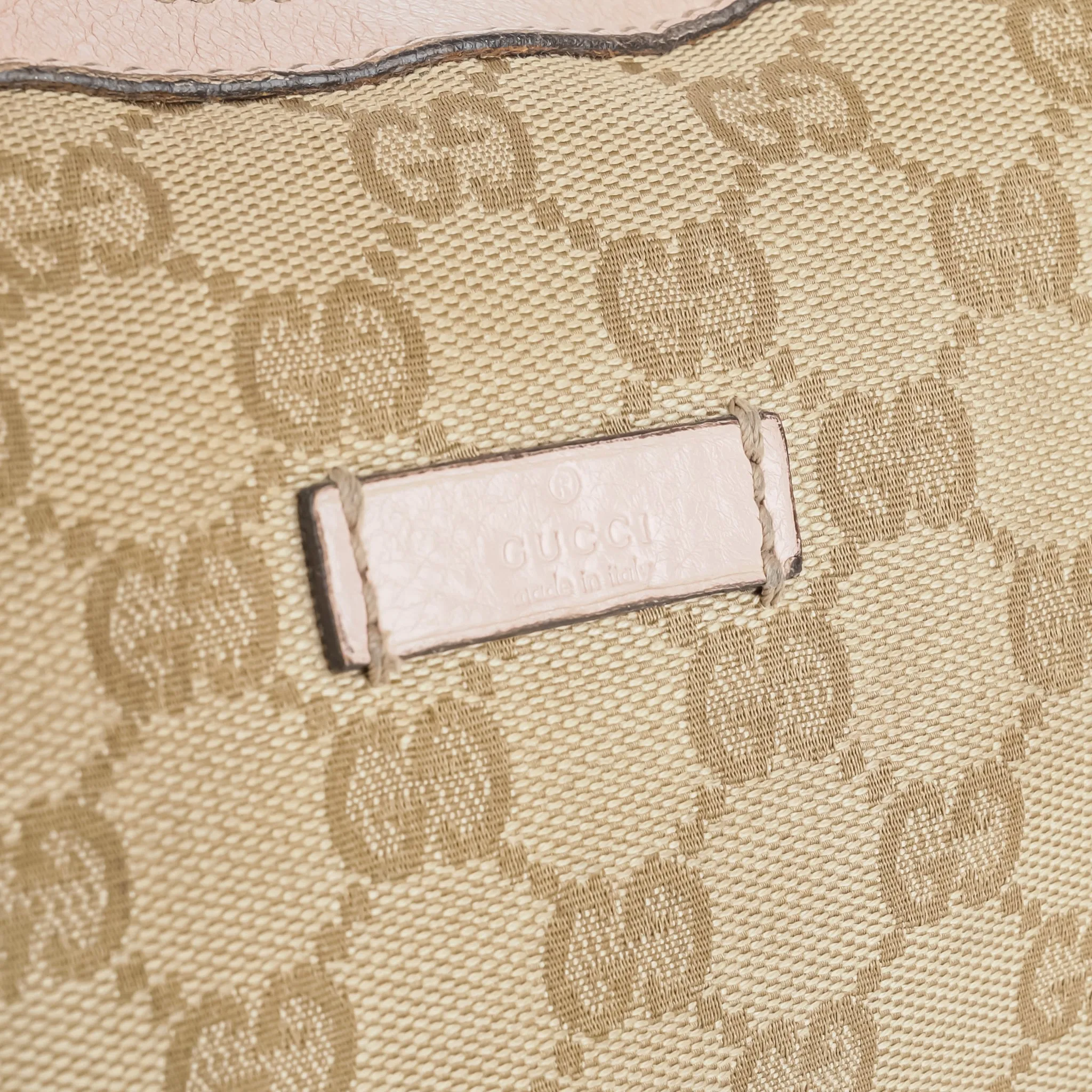 GUCCI GG Crossbody - Beige Canvas Pink Leather