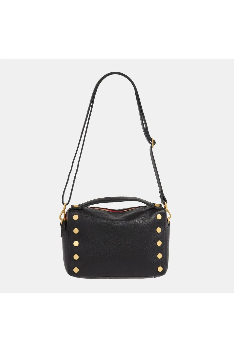 Hammitt Evan Medium Crossbody Bag 17900| Black/Brushed Gold Red Zip