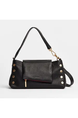 Hammitt VIP Satchel | Black/Brushed Gold Red Zip 16890