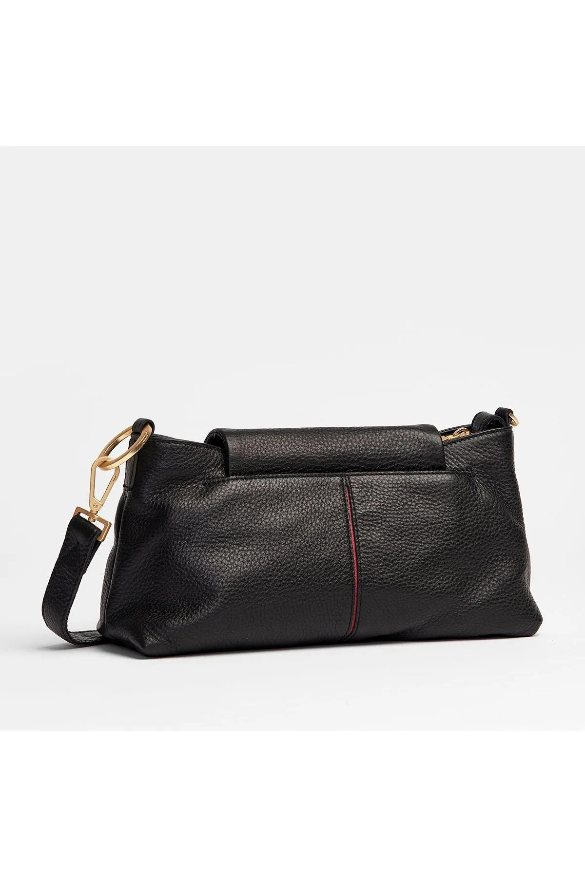 Hammitt VIP Satchel | Black/Brushed Gold Red Zip 16890