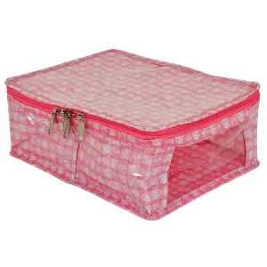 Kuber Industries Under Garment Kit | PVC Coated Check Design Innerwear Bag | Two Partition UG Kit for Man & Woman | Travel Toiletry Kit with Transparent View | Pink