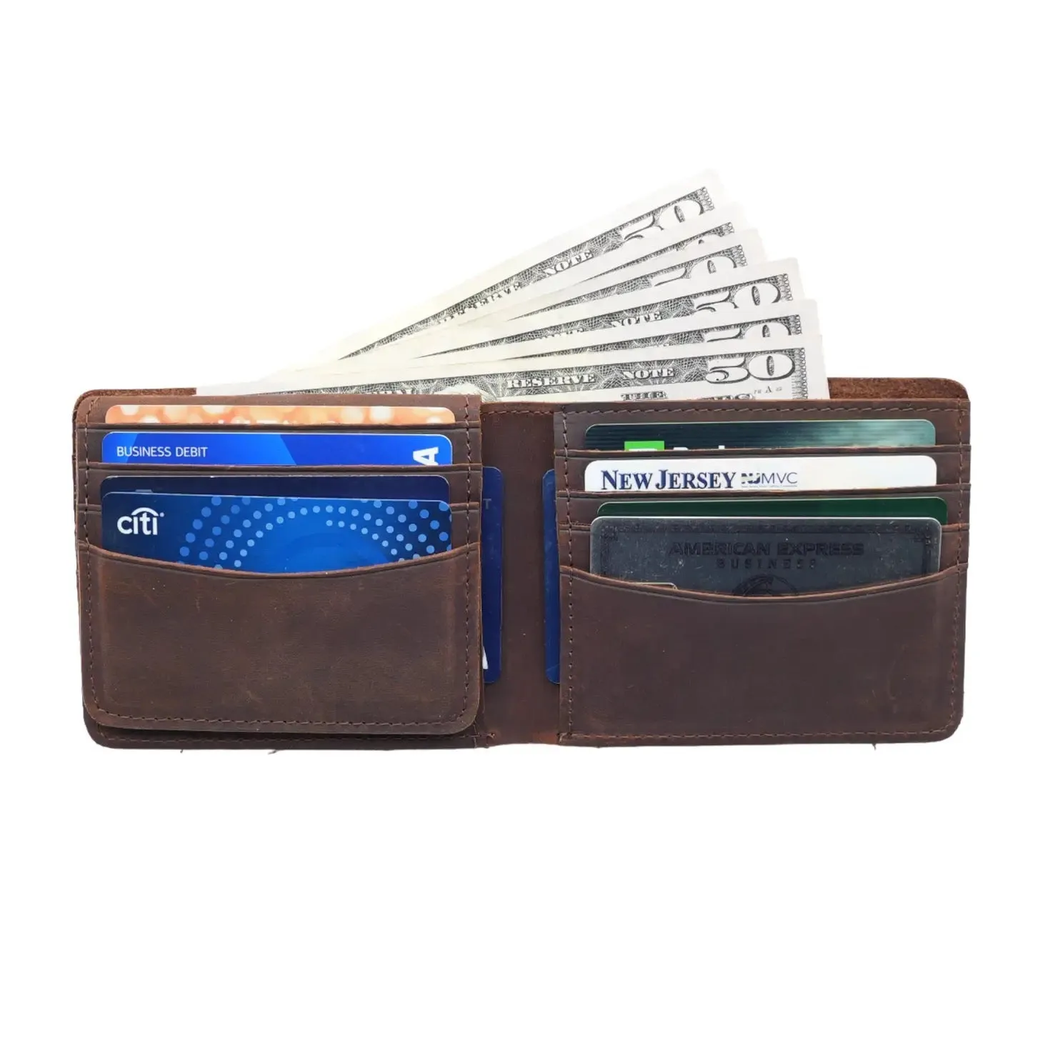 Leather Wallet with Flap Out ID