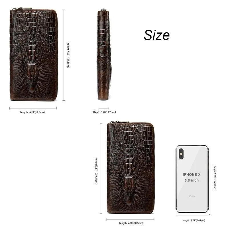 Luxury CrocLeather Embossed Clutch Wallet