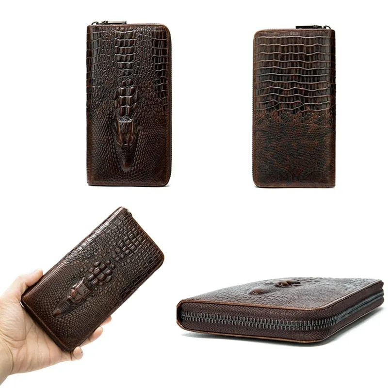 Luxury CrocLeather Embossed Clutch Wallet