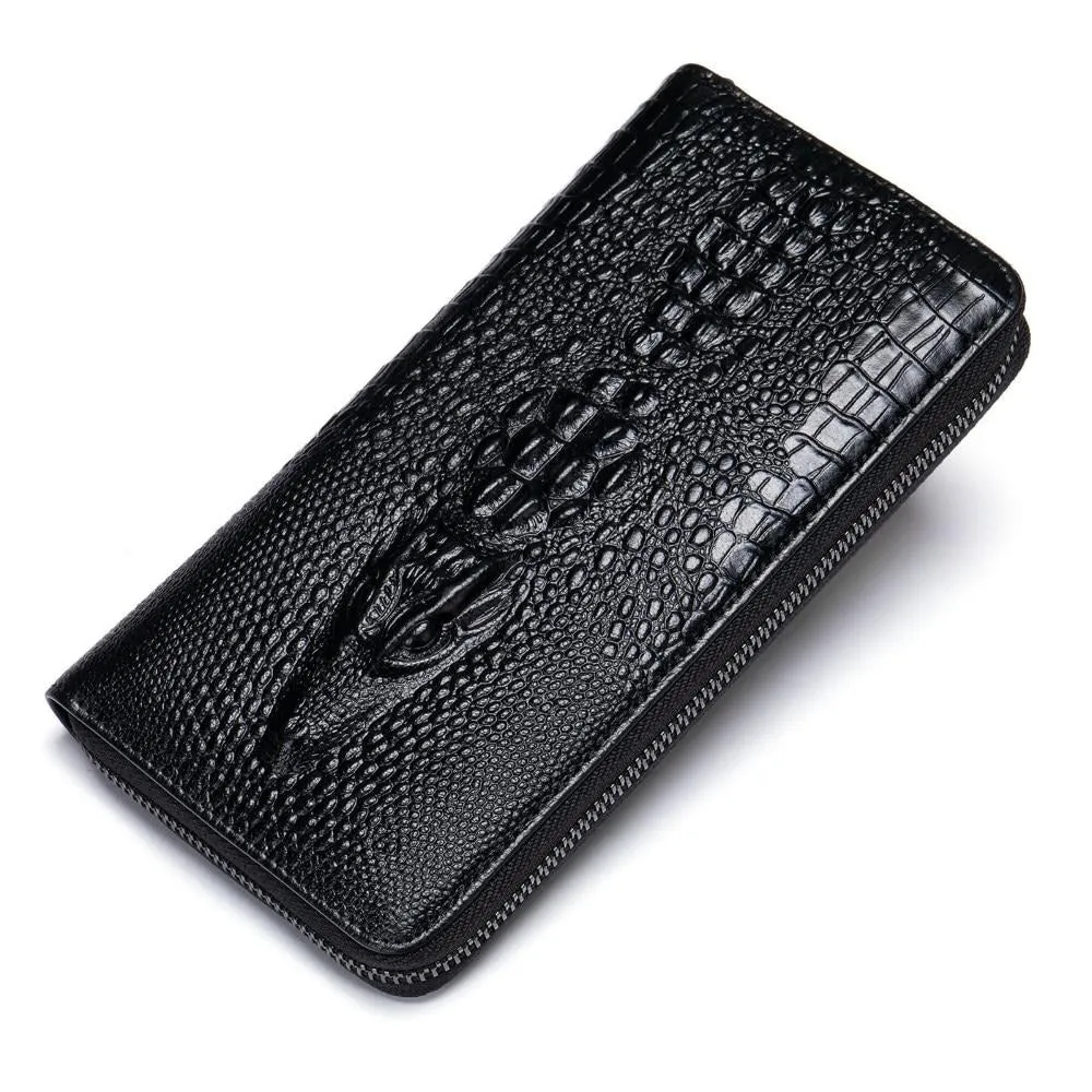 Luxury CrocLeather Embossed Clutch Wallet