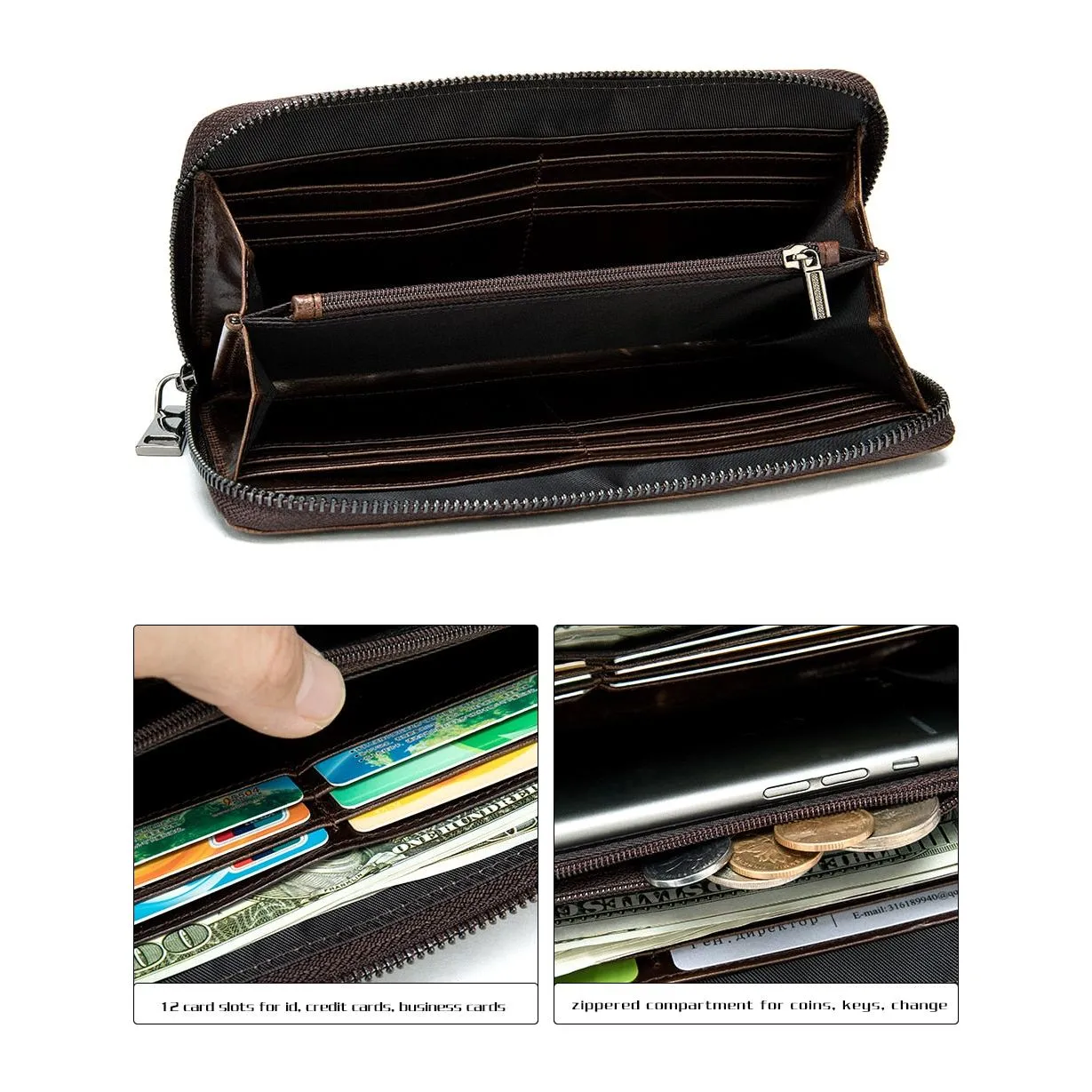 Luxury CrocLeather Embossed Clutch Wallet