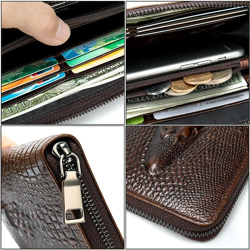 Luxury CrocLeather Embossed Clutch Wallet