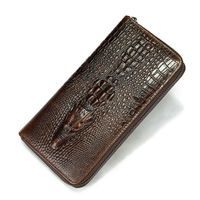 Luxury CrocLeather Embossed Clutch Wallet