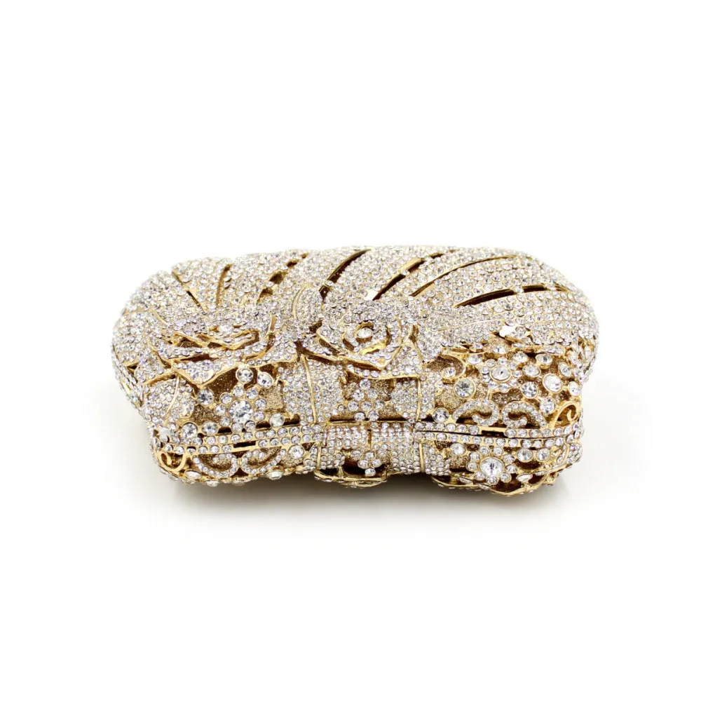 Luxy Moon Golden Floral Luxury Evening Clutch Bag