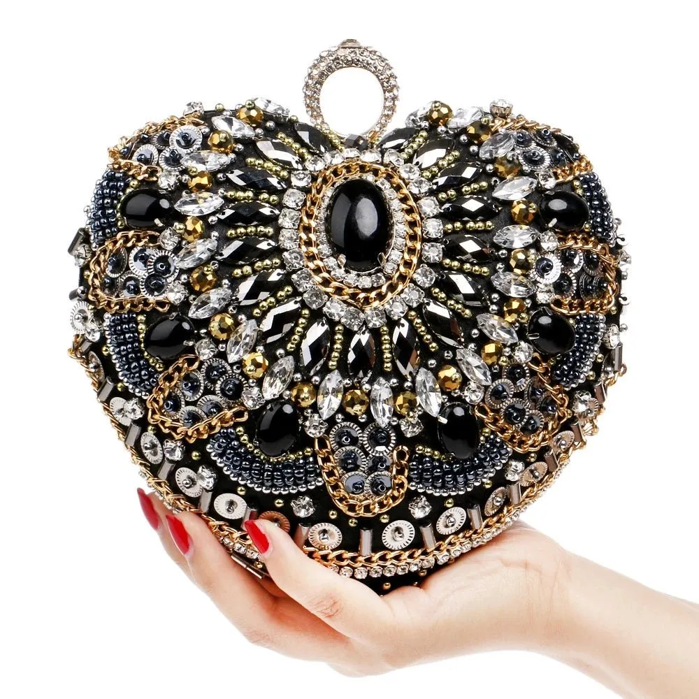 Luxy Moon Vintage Black Evening Clutch Bags Ladies Box Party Handbags Purses